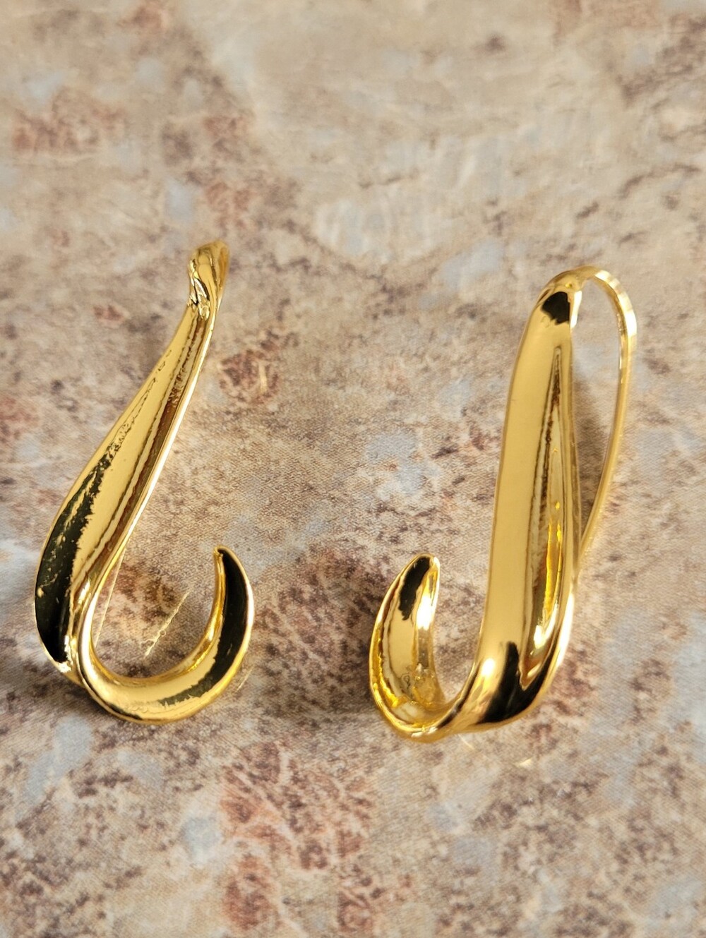 Gold Tone Asymmetrical Hook Earrings